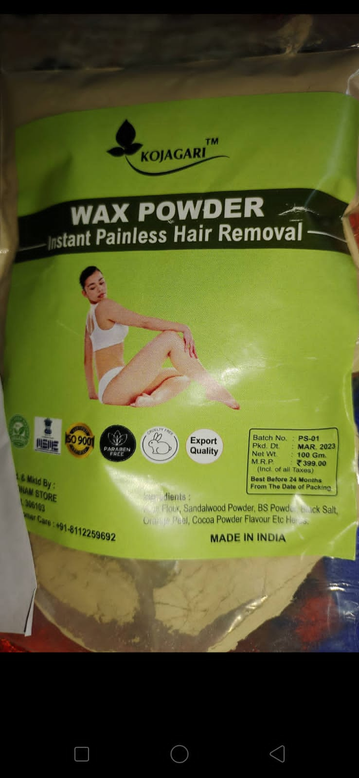 Herbal Wax Powder -Kojagari Hair Removal Instant Painfree Waxing Powder For Women and Men photo review