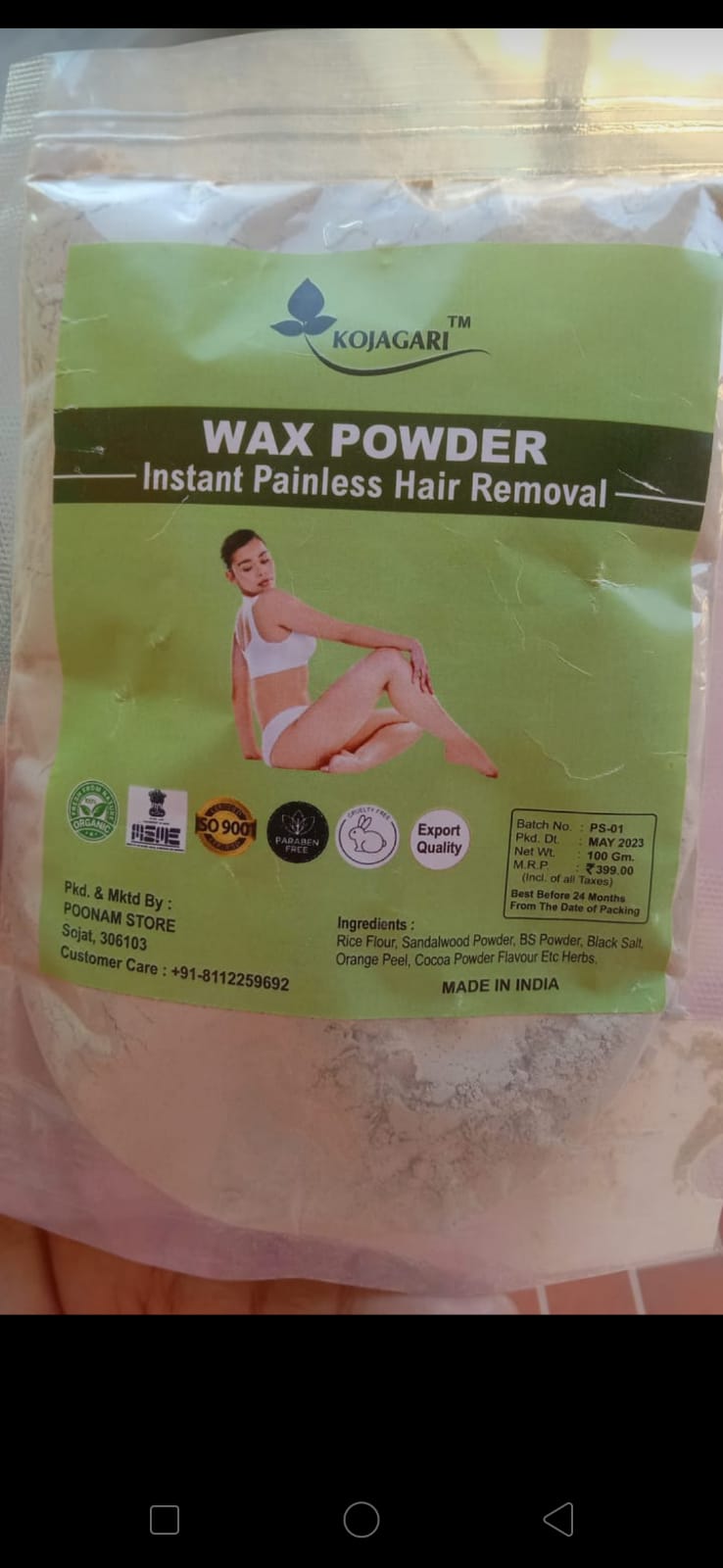 Herbal Wax Powder -Kojagari Hair Removal Instant Painfree Waxing Powder For Women and Men photo review