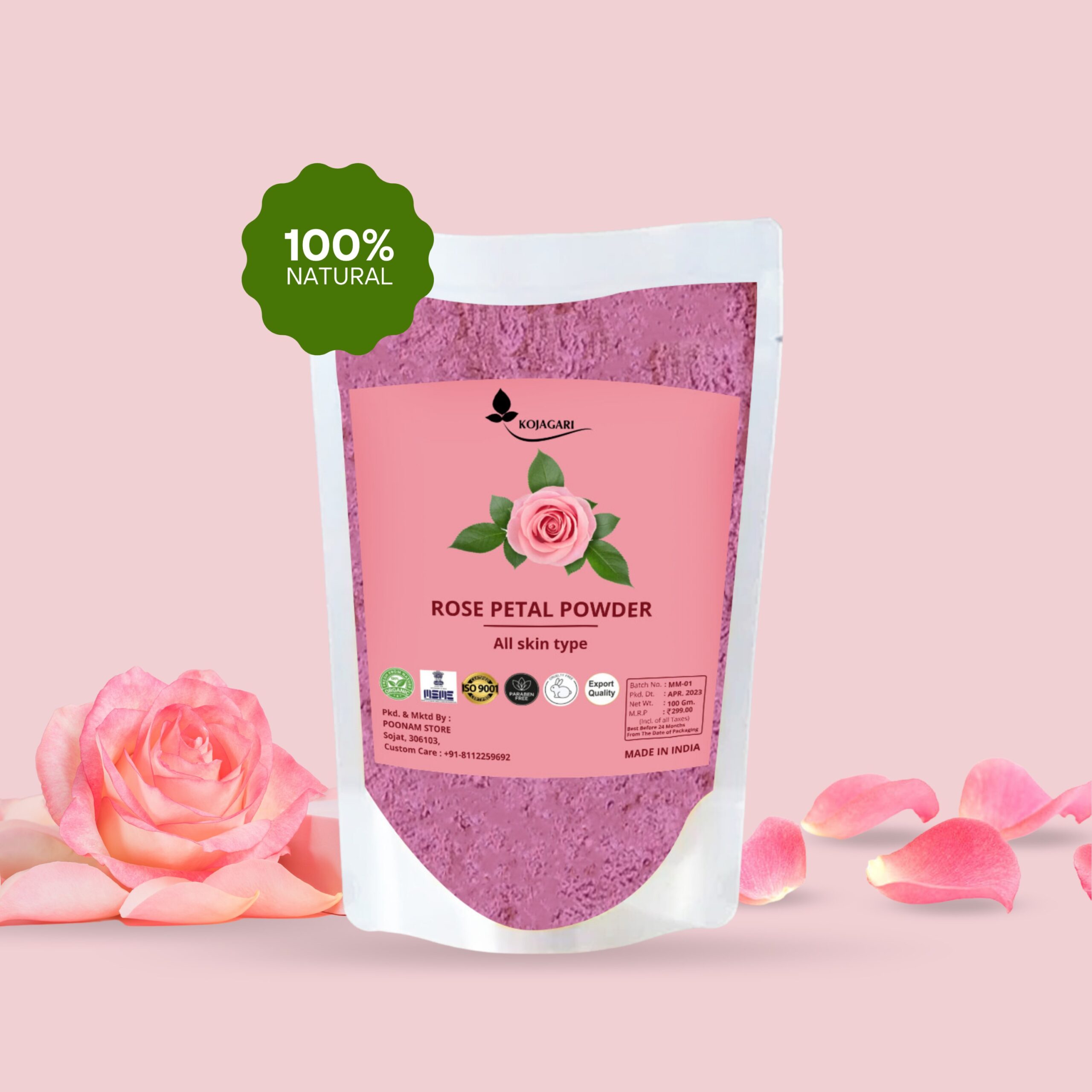 Pink Online Quality Store Rose Powder, Packaging Type: Packet, Packaging  Size: 100 Gm at best price in Agra