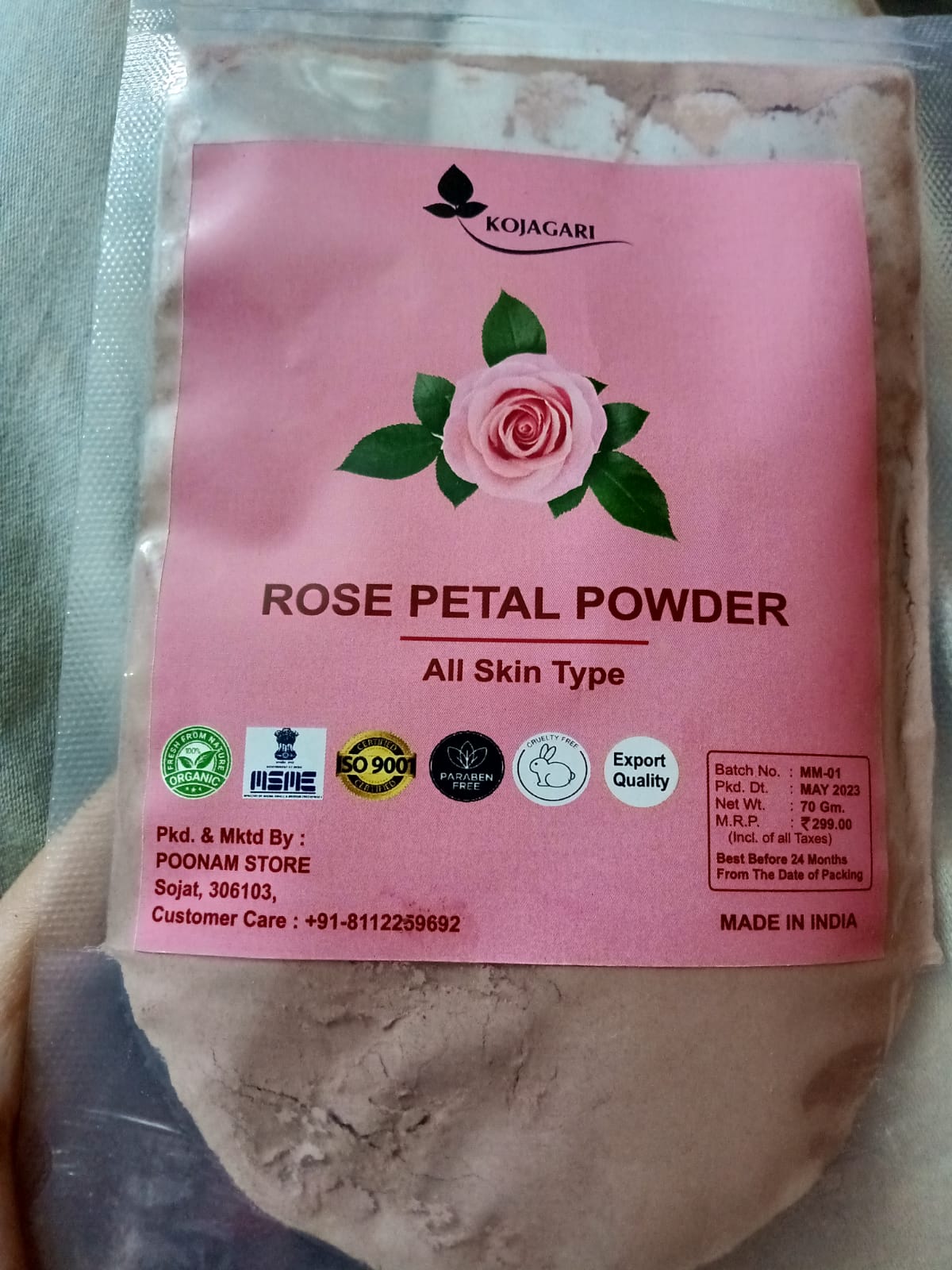 Rose Petal Powder For Lips , Face and Skin Anti Tan & Enriched with Vitamin A and C That Regenerate Skin Cells,  100gm photo review