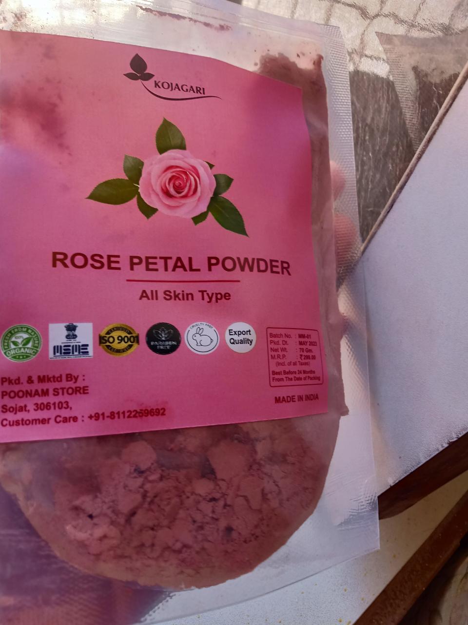 Rose Petal Powder For Lips , Face and Skin Anti Tan & Enriched with Vitamin A and C That Regenerate Skin Cells,  100gm photo review