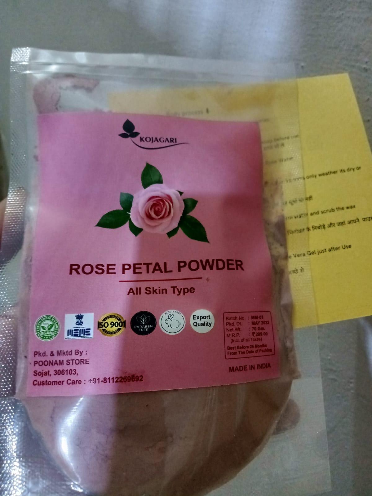 Rose Petal Powder For Lips , Face and Skin Anti Tan & Enriched with Vitamin A and C That Regenerate Skin Cells,  100gm photo review